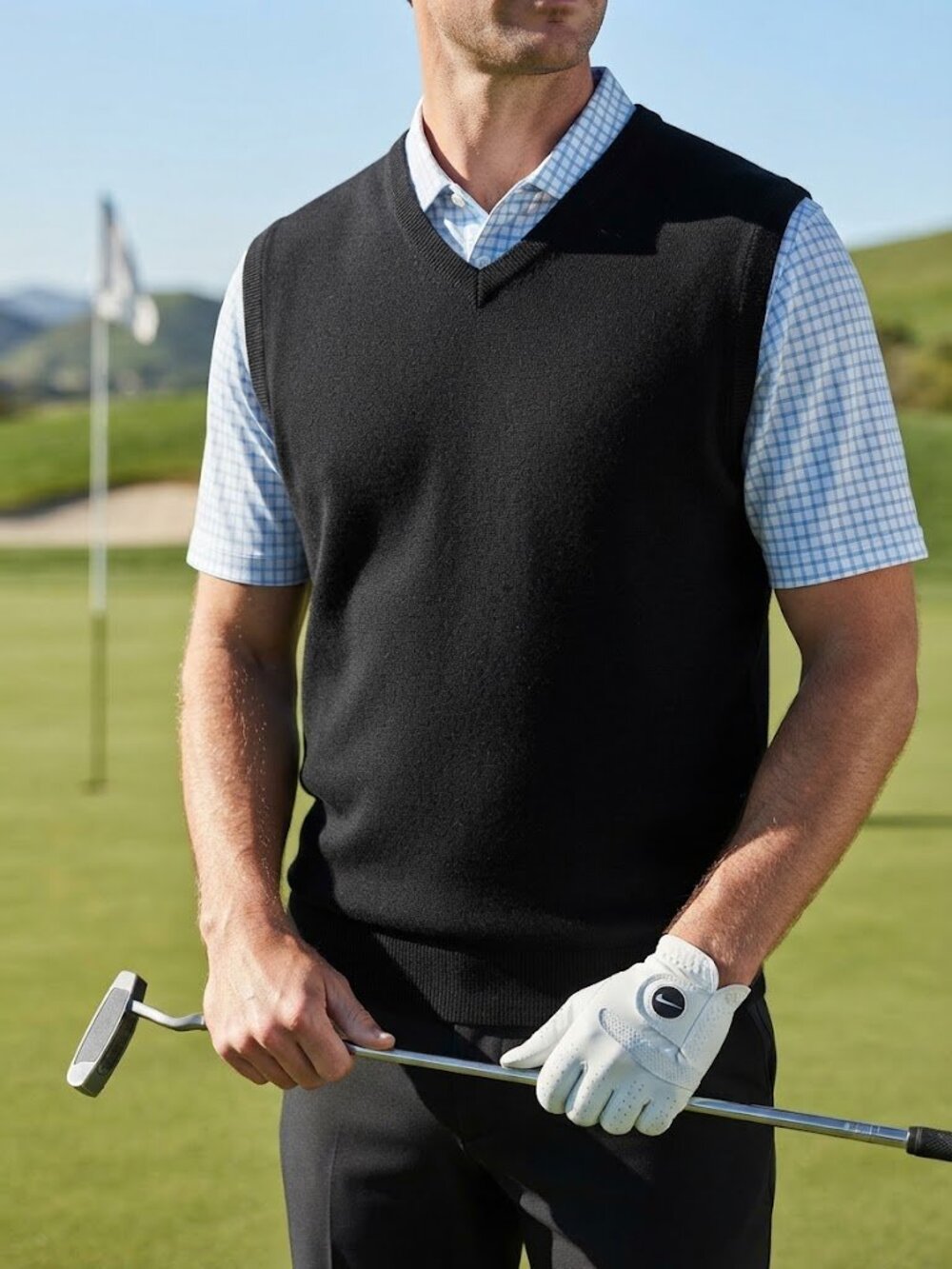 Nike Golf Black Wool Blend Sweater Vest